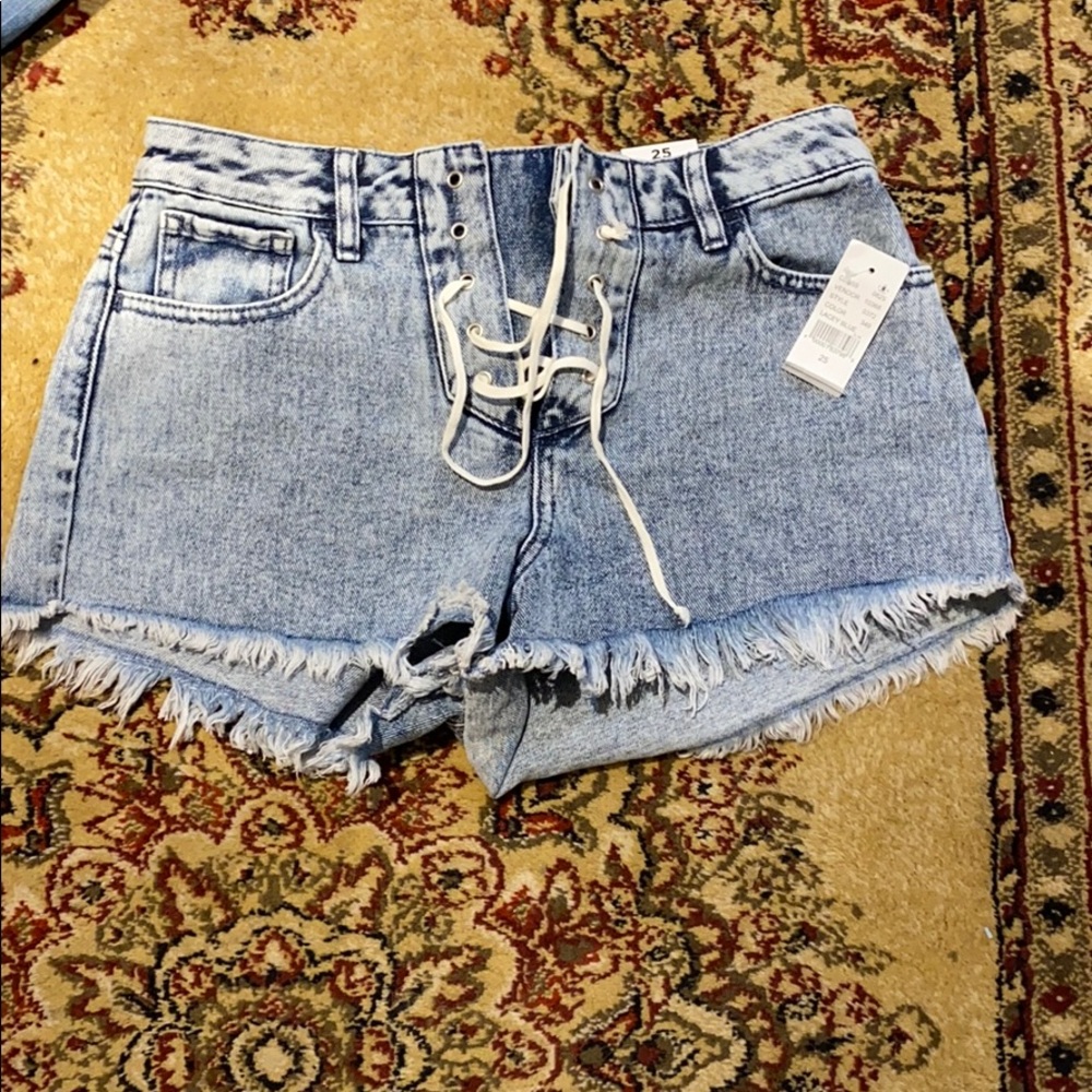 tie up jean shorts